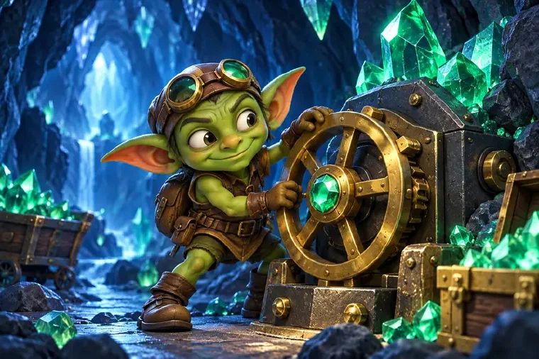 Original moonlit goblin cave slot illustration