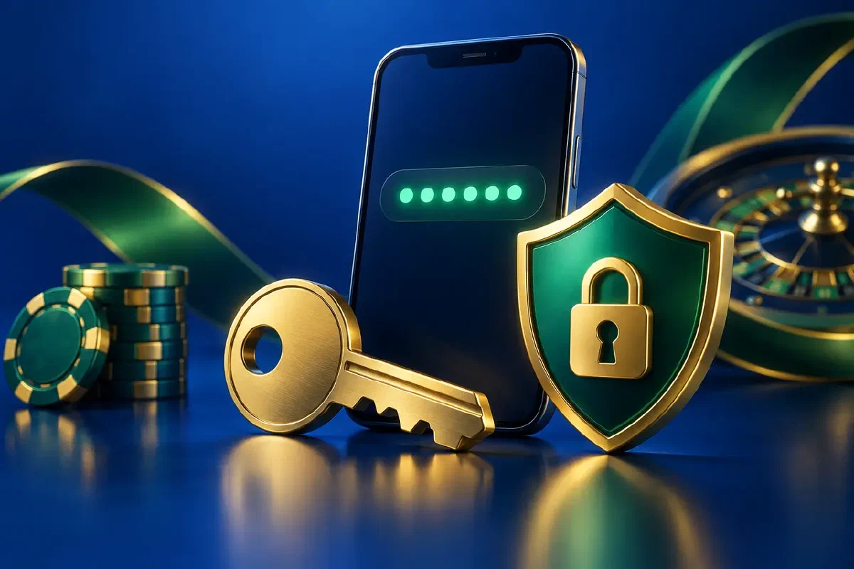 Secure phone login with key and shield illustration